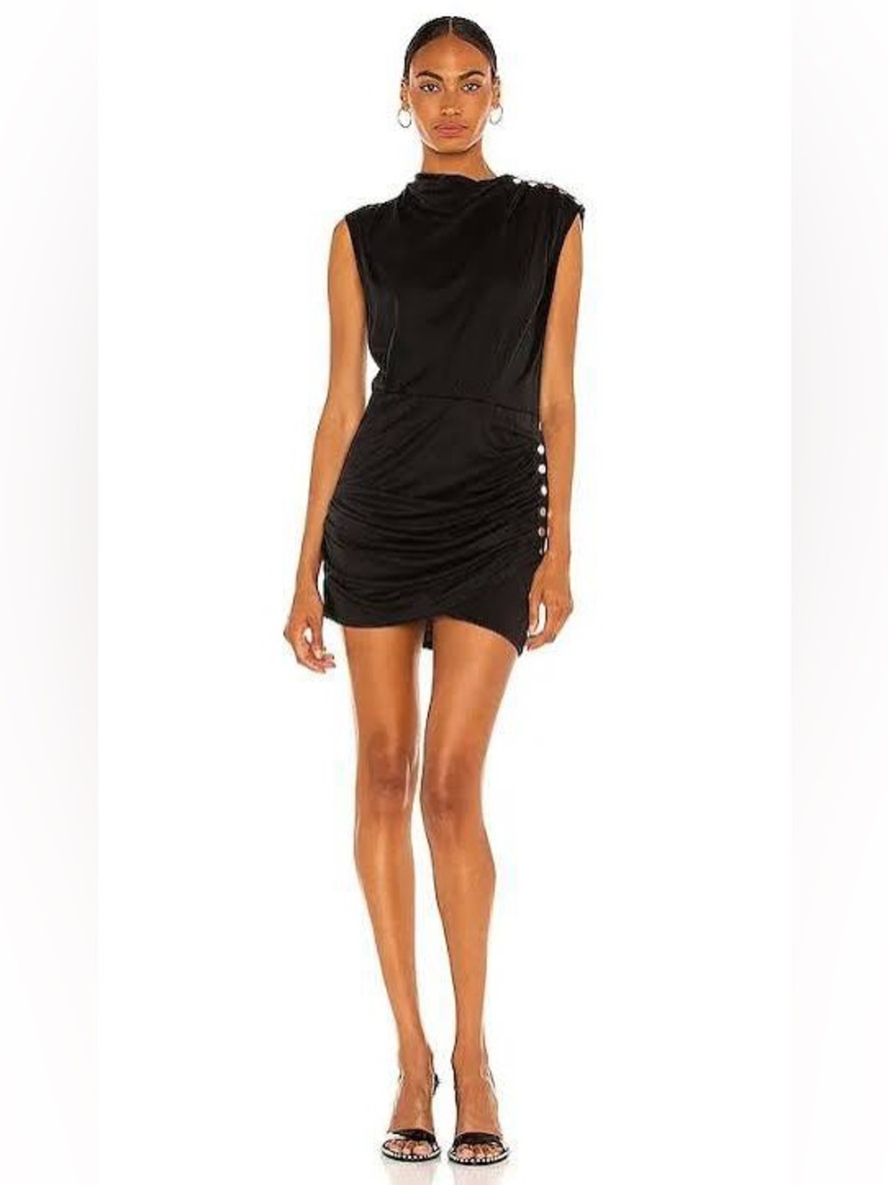 $750 IRO Manaia Ruched Satin-jersey Mini Dress